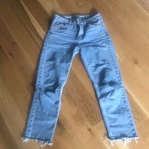bershka denim straight cropped